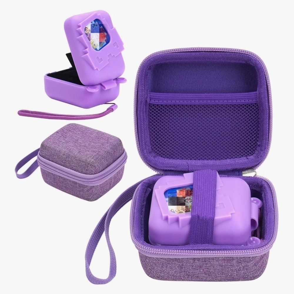 New Purple Travel Earbud Case with Strap